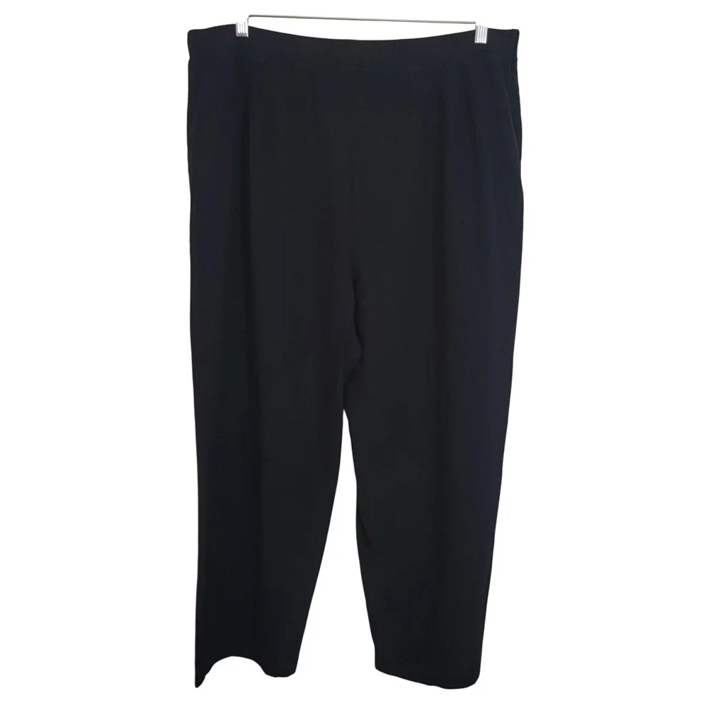 Eileen Fisher Solid Black Elastic Waist Pull On Pant 3X Ponte Minimalist‎ Casual